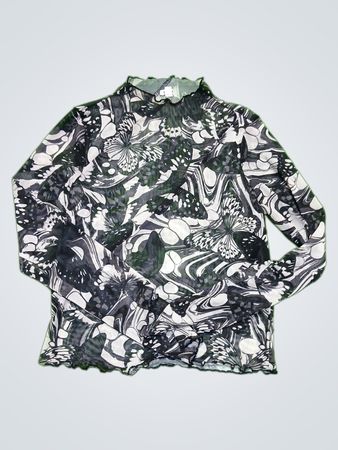 Garage Butterfly Print Mock Neck Top