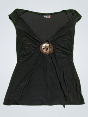 Black Top with Decorative Embellishment
