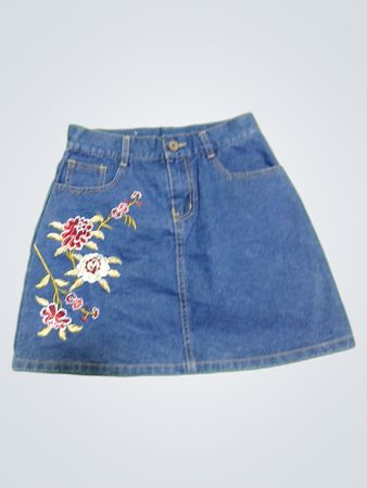 Vans Floral Embroidered Denim Skirt