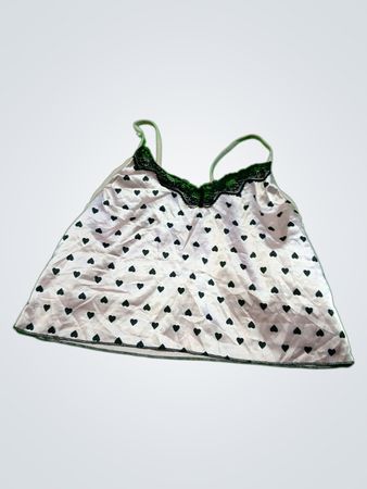 Heart Print Lace Trim Cami Top