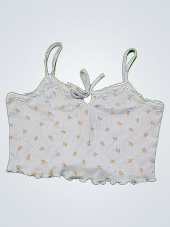 Women's White Floral Cropped Top