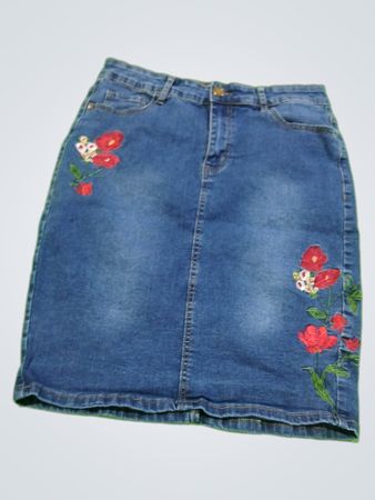 Vintage Violet Embroidered Denim Mini Skirt