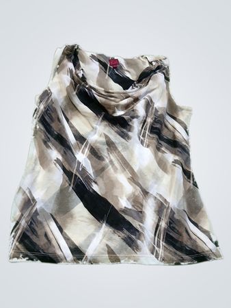 Brown Black and White Sleeveless Top