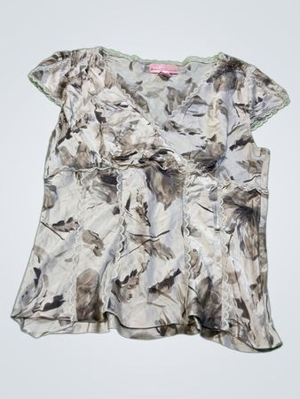 Bandolino Floral Silk Wrap Blouse