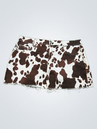 No Boundaries Cow Print Denim Shorts