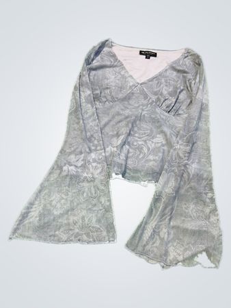 See You Monday Embroidered Bell Sleeve Blouse