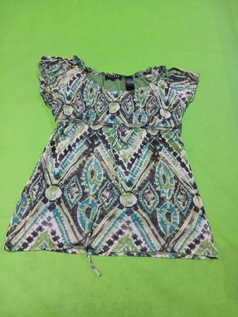 Xcess Liz Claiborne Geometric Print Off-Shoulder Blouse
