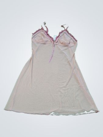La Vie en Rose Beige Lace Trim Slip Dress