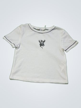 White T-Shirt with Snake Logo