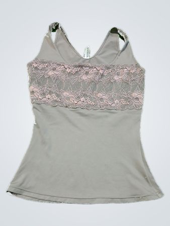Flexees Gray Lace Trimmed Tank Top