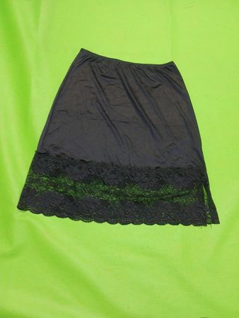 Black Skirt with Lace Trim