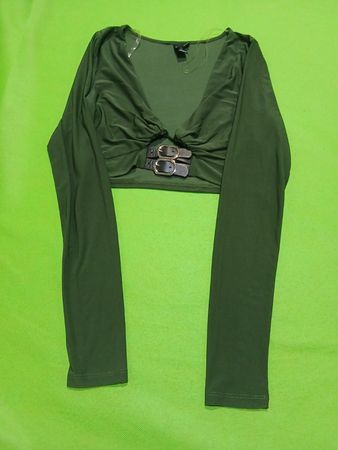 Windsor Green Long Sleeve Crop Top