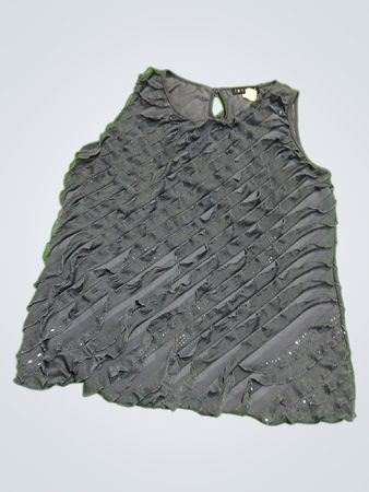 Gray Ruffled Sleeveless Top