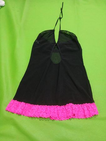 Black Halter Neck Skirt with Pink Ruffle Hem