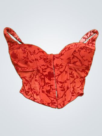 Forever 21 Red Floral Corset Top
