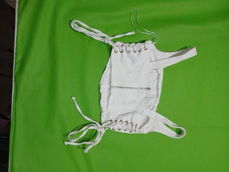 White Lace-Up Corset Top