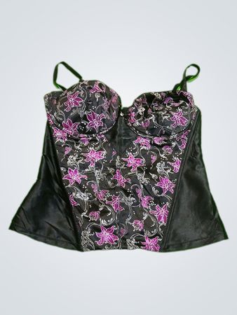 Black Floral Corset Top