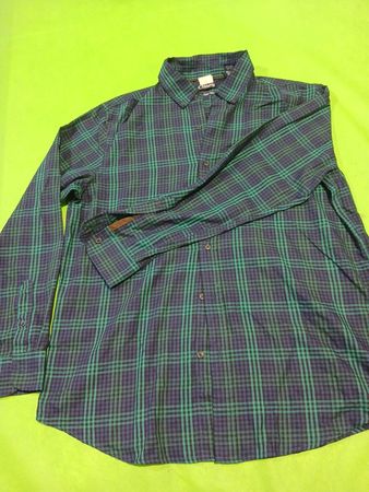 Chaps Green Blue Plaid Button-Down Shirt
