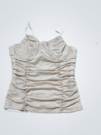Just Polly New York Women's Beige Ruched Cami Top