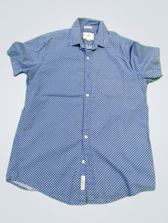 American Eagle Blue Patterned Short Sleeve Shirt