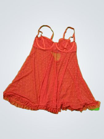 Adore Me Red Polka Dot Sheer Babydoll Top