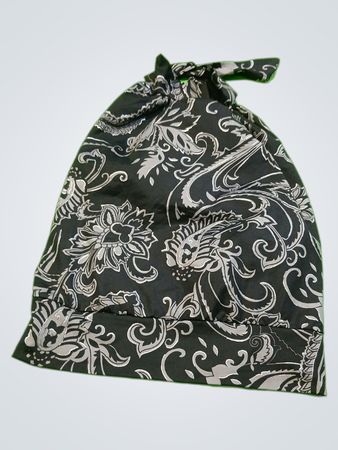 Black and White Floral Drawstring Bag