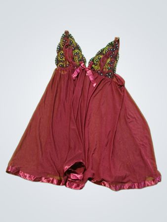 Women's Red Lace Trim Chemise