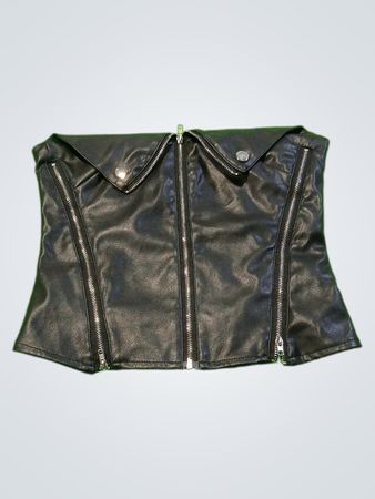 edikted Black Leather Corset
