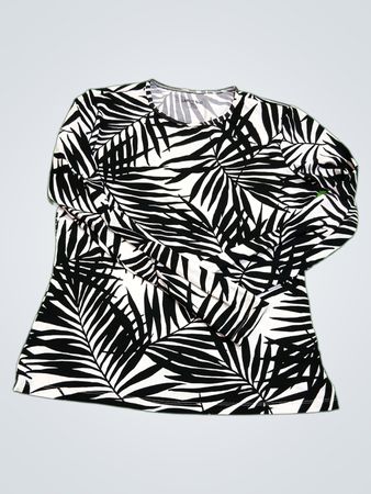 Lands' End Black and White Tropical Print Top