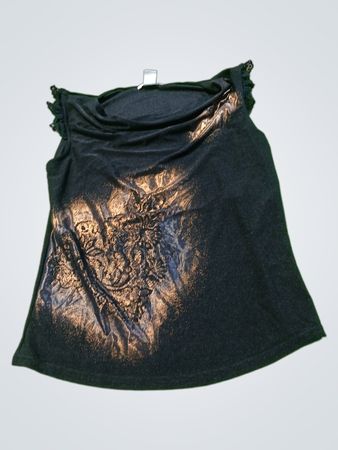 Black Blouse with Gold Design
