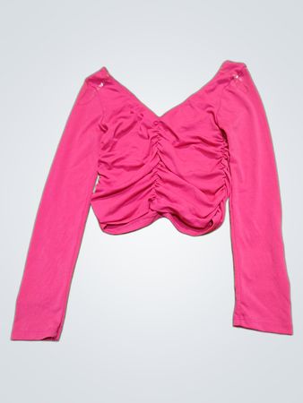 Velvet Torch Los Angeles Ruched Long Sleeve Crop Top