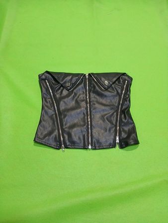 Edikted Black Faux Leather Corset Top