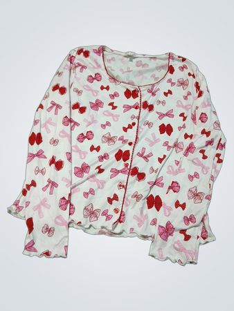 Rampage Bow Print Pajama Top