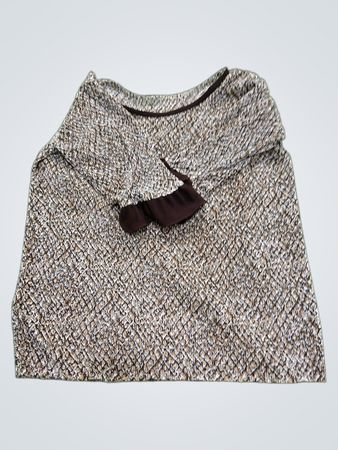 Brown and White Textured Long Sleeve Top