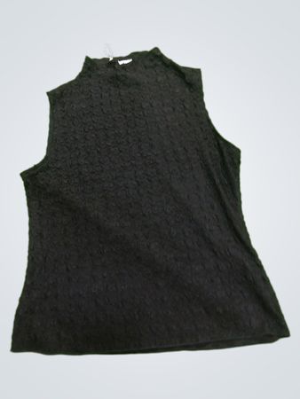 EDIT by JASON WU Black Textured Mock Neck Sleeveless Top