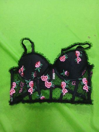 Black embroidered corset top
