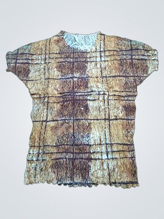 Brown and Beige Plaid Textured Shirt