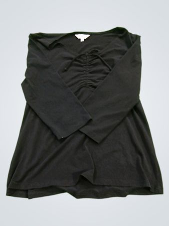 Jessica Black Ruched Front Long Sleeve Top
