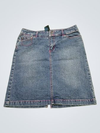 Guess Denim Skirt with Pink Stitching