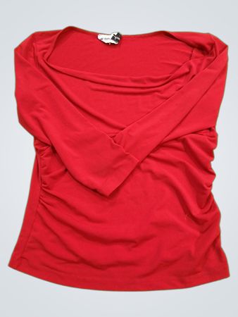 Red Ruched Long Sleeve Top
