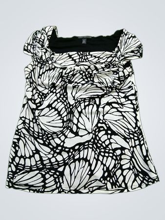 SARAH SPENCER Women's Black & White Butterfly Print Top