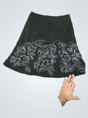 SAN FRANCISCO Black Skirt with White Embroidery