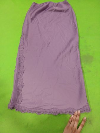 Purple Slip Skirt with Lace Trim
