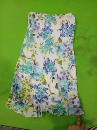 White floral print strapless dress