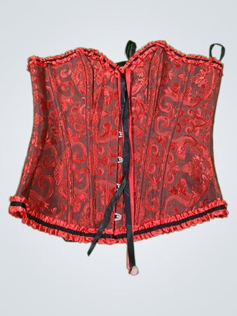 Red Corset with Black Ribbon Lacing