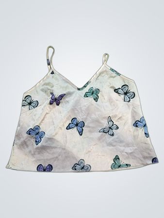 Top cami blanc avec imprimé papillon