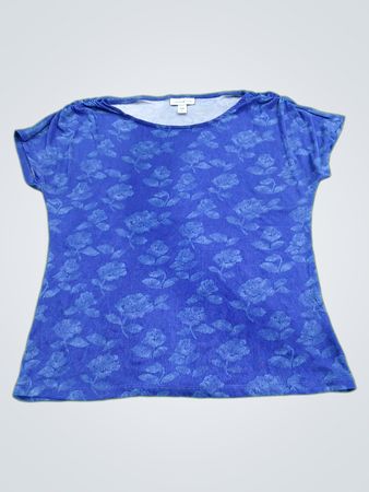 Jones New York Collection Blaurosen-Print-Oberteil