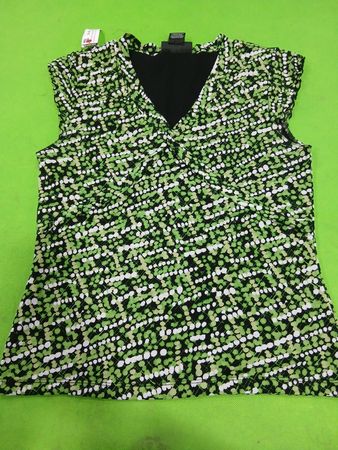 Style & Co. Top à encolure en V à imprimé pois vert pour femme taille M