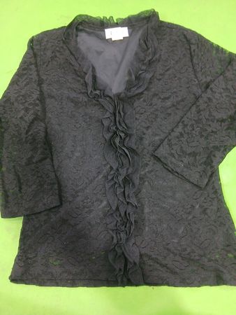 ViVi Black Lace Ruffle Front Blouse