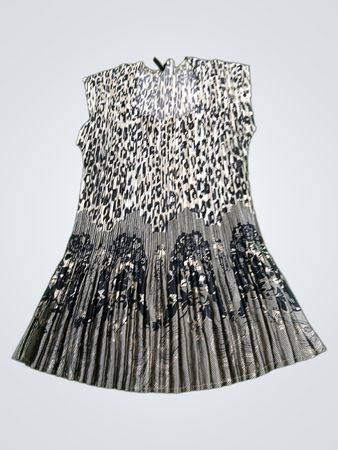 Mileus Women's Leopard Print Pleated Dress